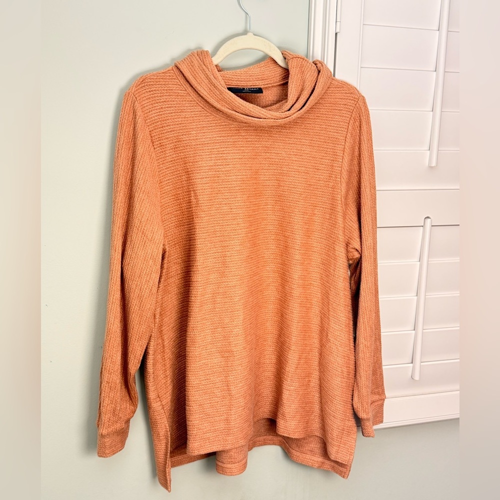 Lane Bryant Ribbed Cowl Neck Sweater 18/20 Orange